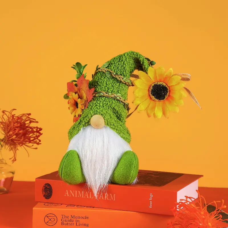 Table Decoration for Thanksgiving Gnome Doll Ornament Harvest Festival Gnomes Plush Doll Maple Leaf Sunflower for Thanksgiving