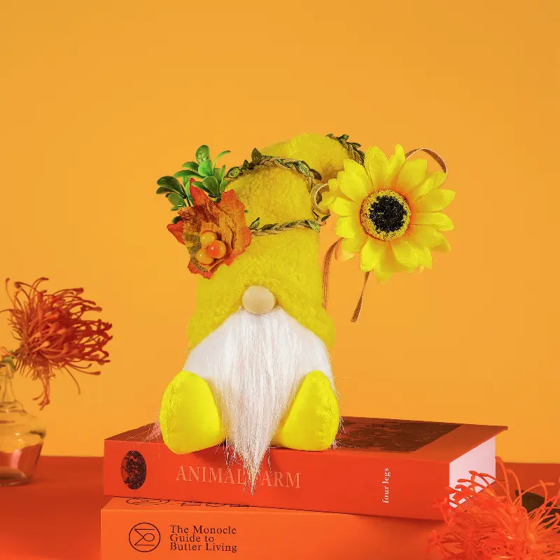 Table Decoration for Thanksgiving Gnome Doll Ornament Harvest Festival Gnomes Plush Doll Maple Leaf Sunflower for Thanksgiving