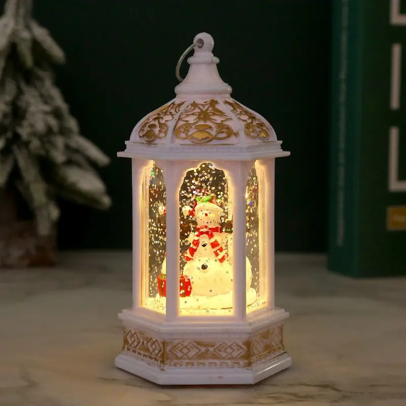 Santa Claus Decorations Christmas Gifts Small Night Lights Hexagonal Wind Lights Water Filled Elderly Decorations