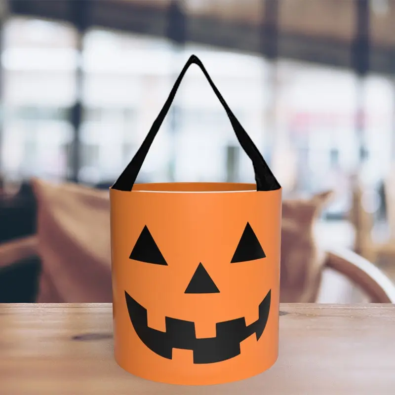 LED Light Halloween Trick or Treat Bucket Pumpkin Candy Bags Collapsible Halloween Basket for Thanksgiving Party Gift Basket