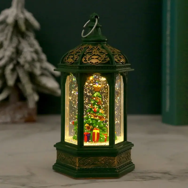 Santa Claus Decorations Christmas Gifts Small Night Lights Hexagonal Wind Lights Water Filled Elderly Decorations
