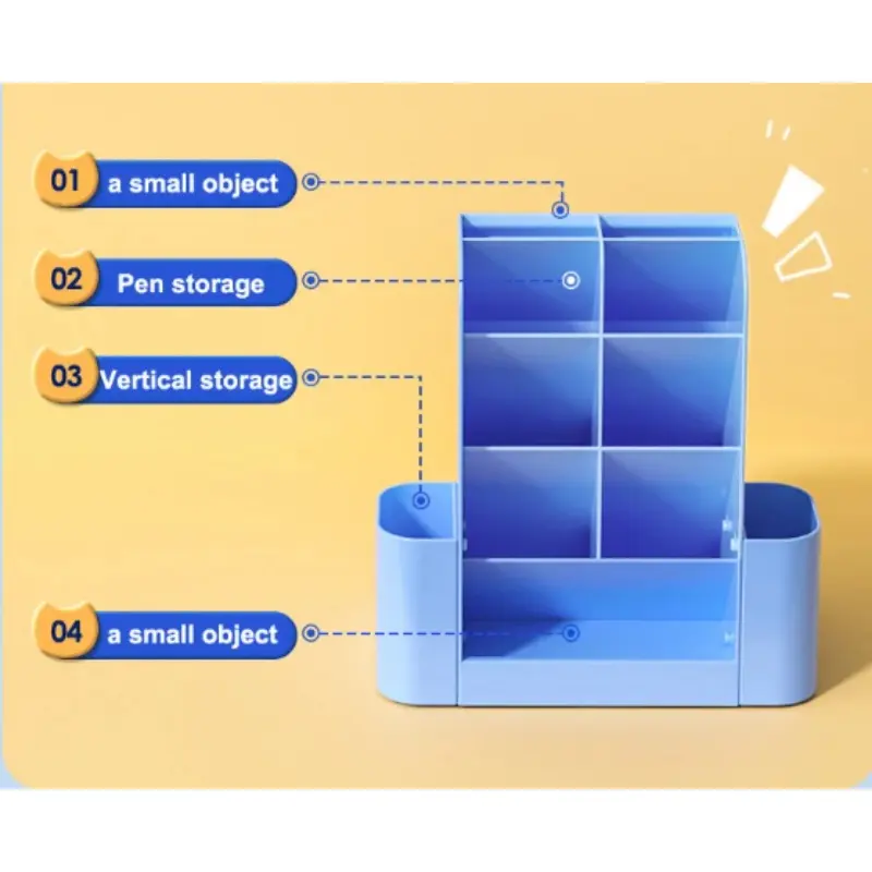 New Rotatable Pen Holder Large Capacity Desk Organizer Self Disciplined Clock in Day Planner Storage Box Pencil Holder Punches
