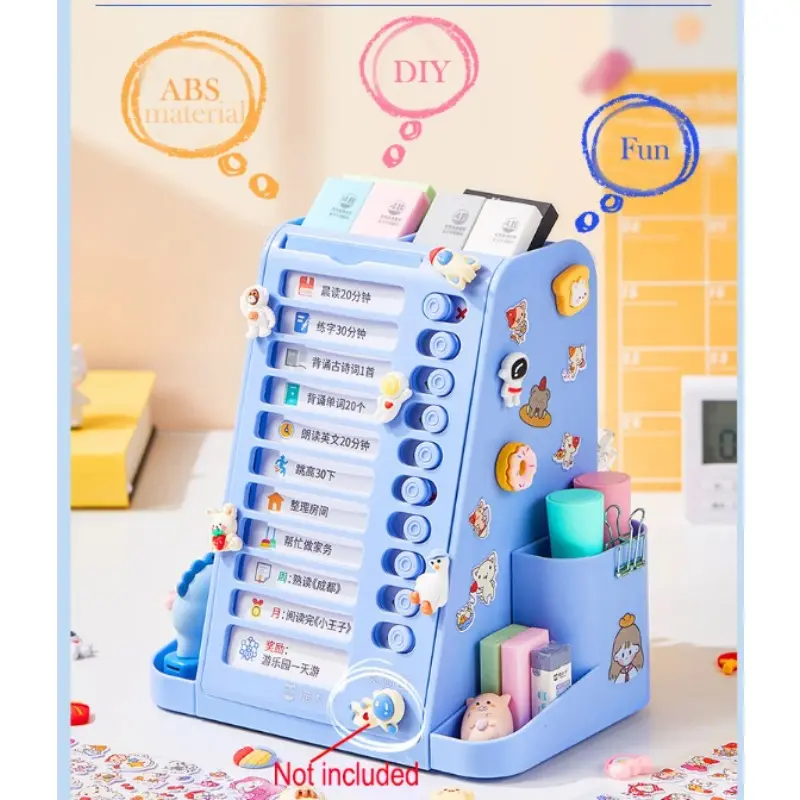 New Rotatable Pen Holder Large Capacity Desk Organizer Self Disciplined Clock in Day Planner Storage Box Pencil Holder Punches