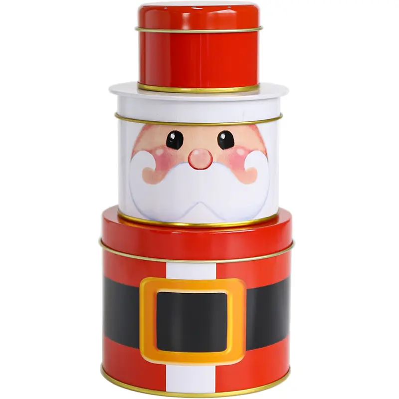 Christmas Gifts Gifts Decorations Ornaments Creative Three-layer Storage Jar Storage Iron Box Candy Box Christmas Gift