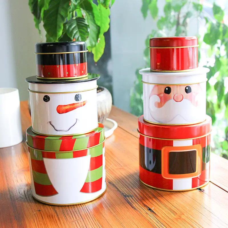 Christmas Gifts Gifts Decorations Ornaments Creative Three-layer Storage Jar Storage Iron Box Candy Box Christmas Gift