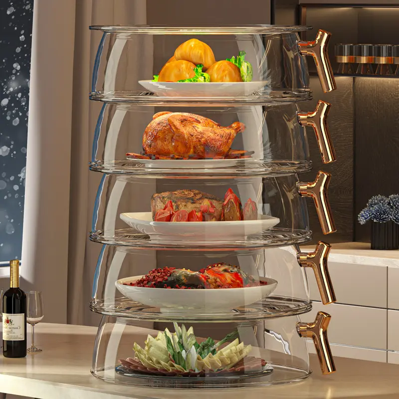 PET Dish Cover Multi-layer Storage Rack Household Leftovers Kitchen Dustproof Thermal Insulation Multi-function Cover Dish