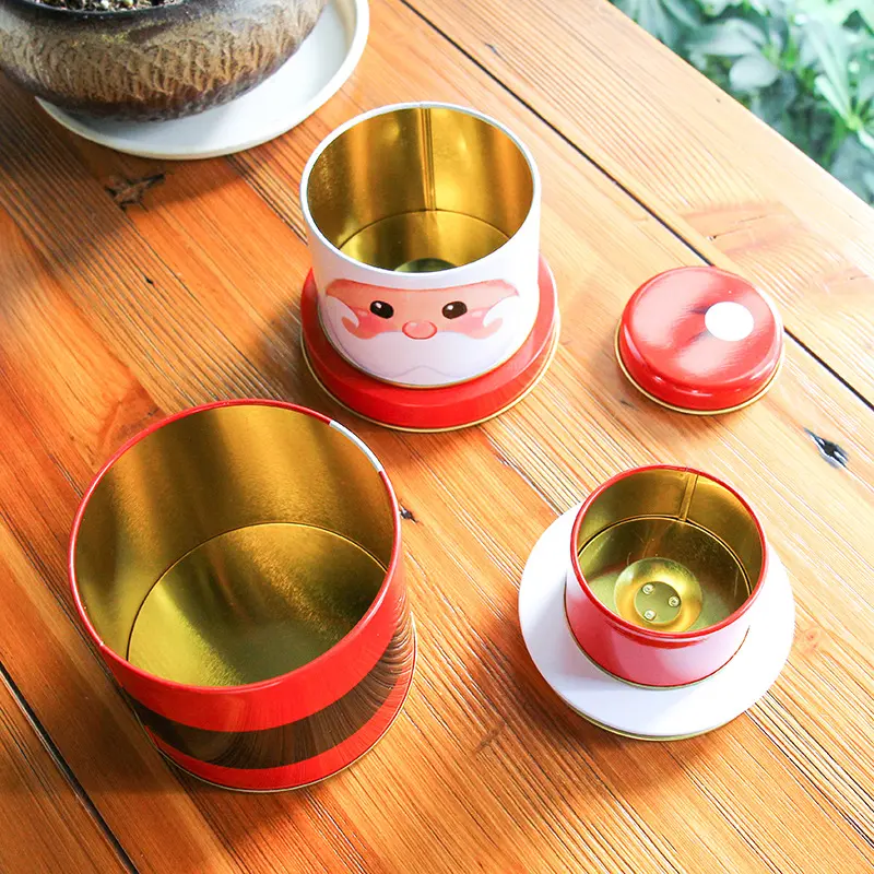 Christmas Gifts Gifts Decorations Ornaments Creative Three-layer Storage Jar Storage Iron Box Candy Box Christmas Gift