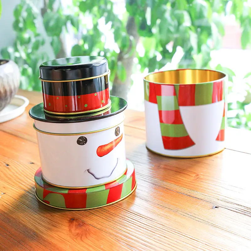 Christmas Gifts Gifts Decorations Ornaments Creative Three-layer Storage Jar Storage Iron Box Candy Box Christmas Gift