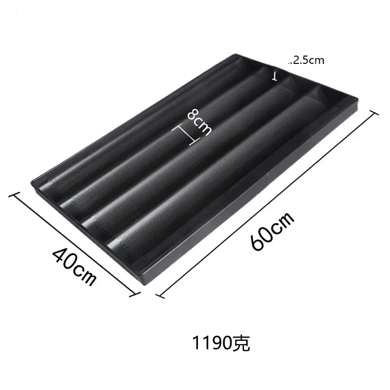 4/5 Rows non-stick coating perforated french bread baguette baking tray