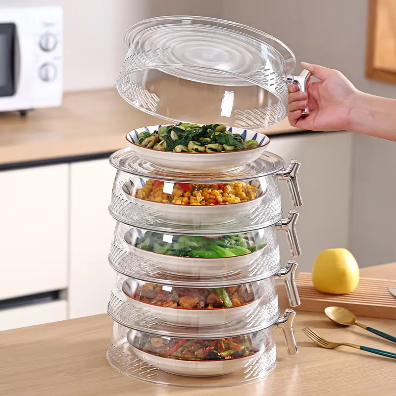 PET Dish Cover Multi-layer Storage Rack Household Leftovers Kitchen Dustproof Thermal Insulation Multi-function Cover Dish