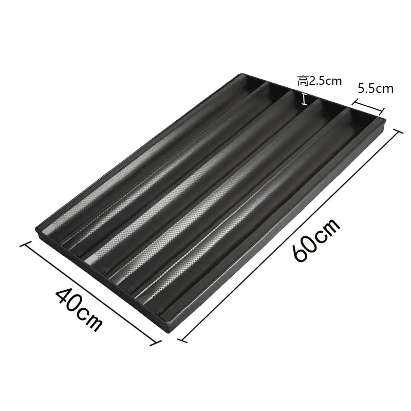 4/5 Rows non-stick coating perforated french bread baguette baking tray