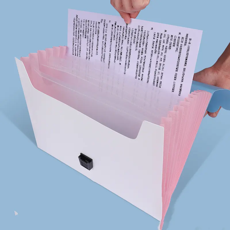 Macaron vertical binding file bag Student test paper storage bag 13 cell portable organ bag, office school supplies