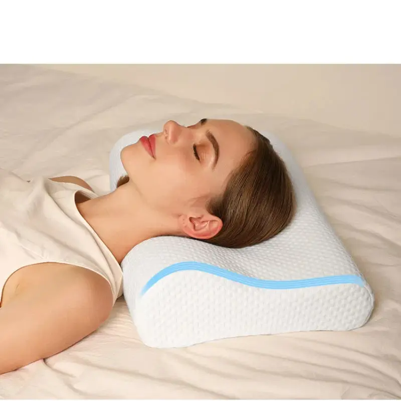 Memory Foam Pillow, Knitted Fabric Polyurethane Slow Rebound Temperature Sensing Water Cube Pillow Core For Anti-snoring Nec