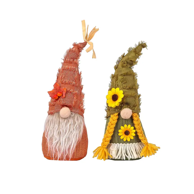 Fall Gnome Pumpkin Maple Sunflower Harvest Autumn Elf Dwarf Plush Faceless Dolls Ornaments for Home Christmas Thanksgiving Decor