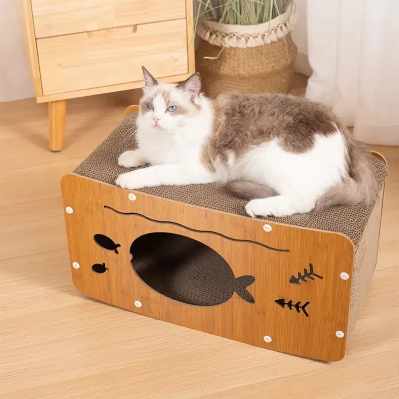 Cat Scratch Board Wear-resistant Claw Board House Nest Integrated House Carton House Universal in All Seasons