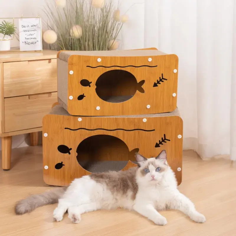 Cat Scratch Board Wear-resistant Claw Board House Nest Integrated House Carton House Universal in All Seasons