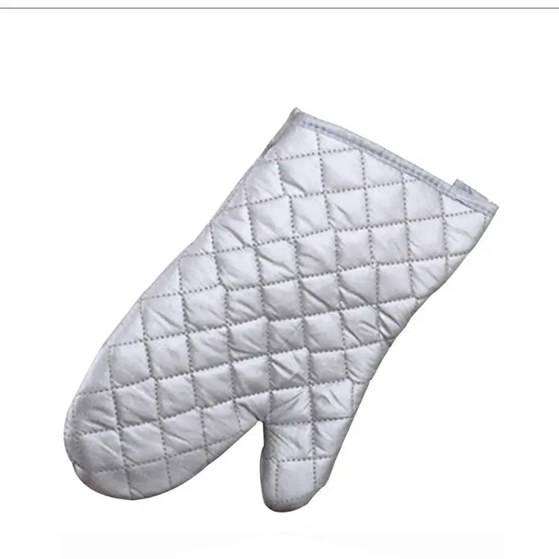 1pair Oven Mitts Kitchen Oven Microwave Gloves High Heat Resistant Long Oven Mitts Anti-scalding Silver Cloth Gloves