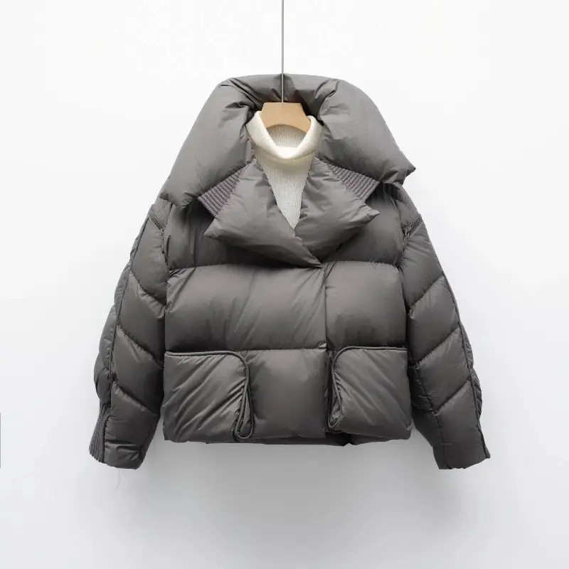 Down Jacket Women White Duck Down Coat Female Streetwear Warm Parkas Removable Sleeves Outwear 2024 Winter Puffer Jacket