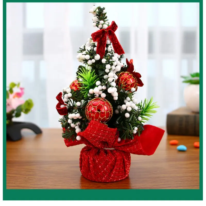 Merry Christmas Tree Office Home Bedroom Doll Gift Children Desk Decoration Creative Mini Burlap Desktop Xmas Trees Home Living