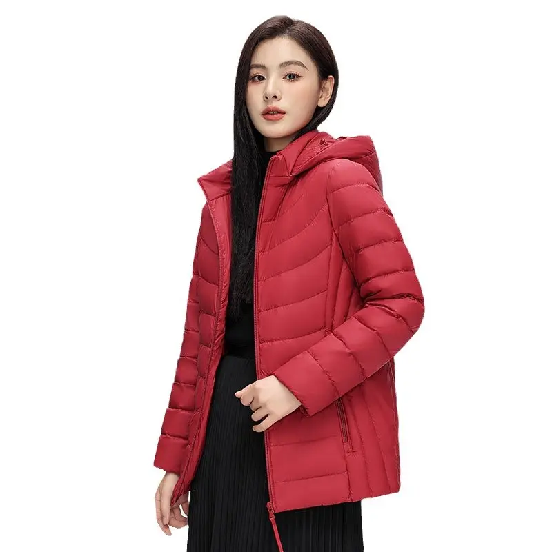 Autumn Winter New Women's Down Jacket Lightweight Cropped Hooded Removable Plus Sizes Slims Smooths Your Silhouette Women's
