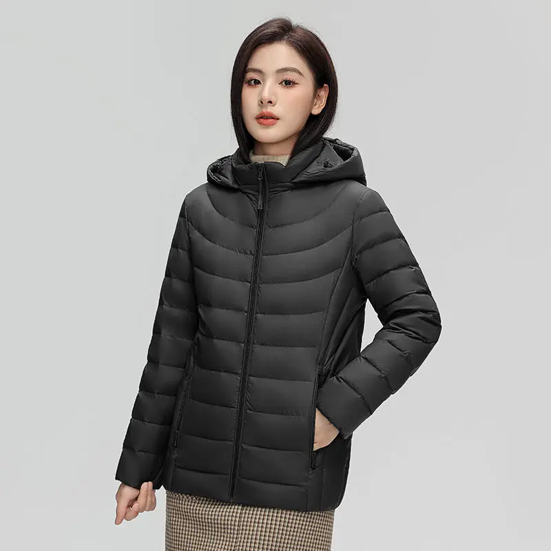 Autumn Winter New Women's Down Jacket Lightweight Cropped Hooded Removable Plus Sizes Slims Smooths Your Silhouette Women's