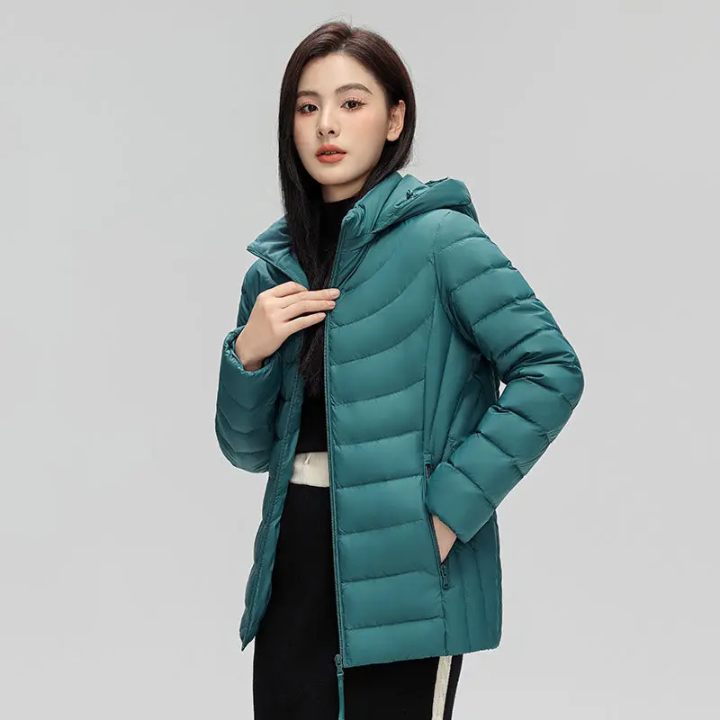 Autumn Winter New Women's Down Jacket Lightweight Cropped Hooded Removable Plus Sizes Slims Smooths Your Silhouette Women's