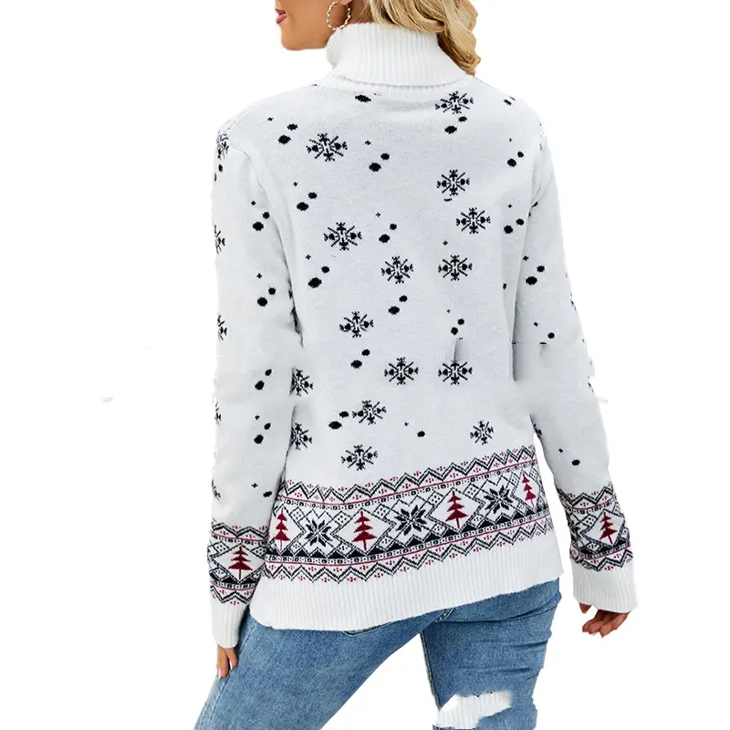 Women Christmas Deer Sweater Warm Knitted Long Sleeve Jumper Tops O-Neck Casual Ugly Blouse Christmas Pullovers Sweater