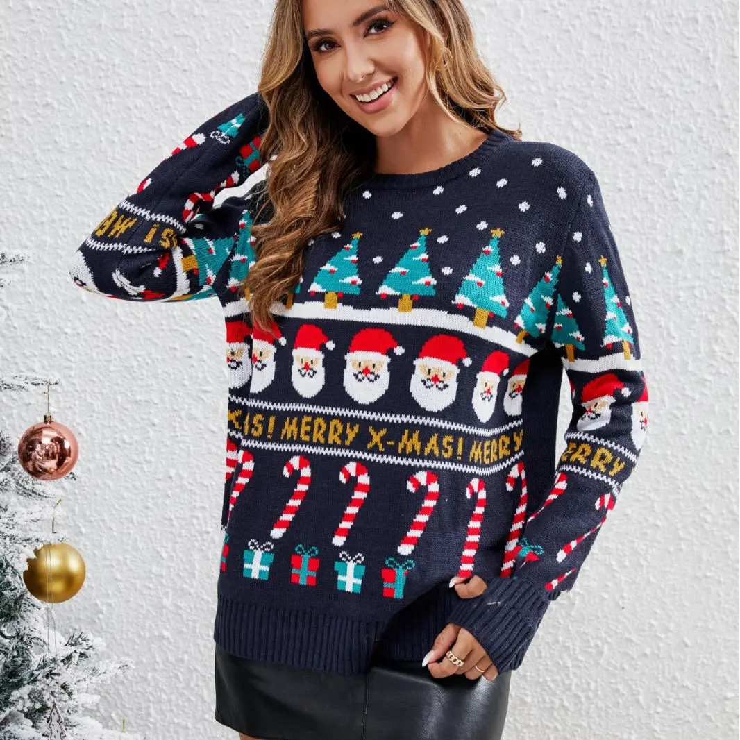 Foreign trade Amazon winter niche design sweater women European and American Christmas tree sweater with thick sweater