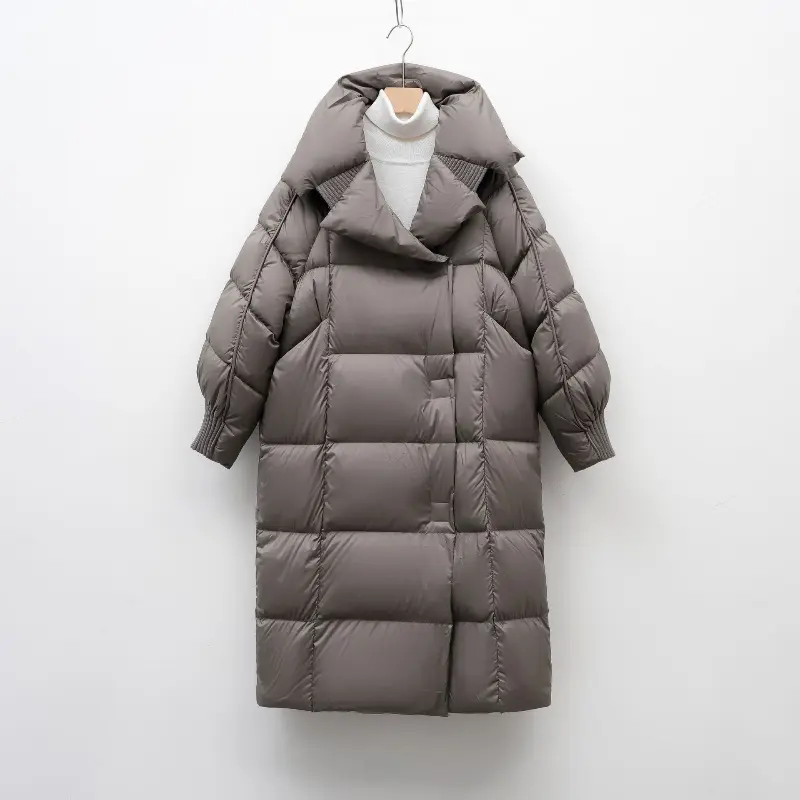 Newest Winter Over The Knee Fluffy Puffer Jacket Women Thickened Warm Loose Casual Down Coat Duck Down Long Down Jacket