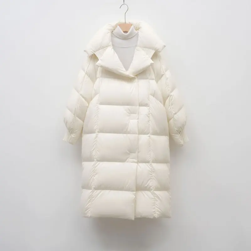 Newest Winter Over The Knee Fluffy Puffer Jacket Women Thickened Warm Loose Casual Down Coat Duck Down Long Down Jacket