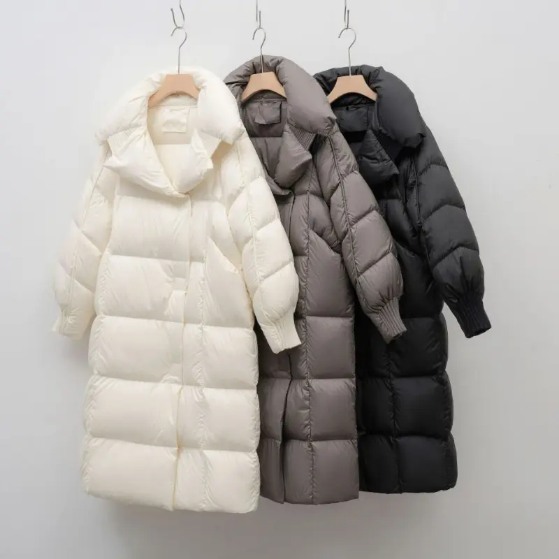 Newest Winter Over The Knee Fluffy Puffer Jacket Women Thickened Warm Loose Casual Down Coat Duck Down Long Down Jacket