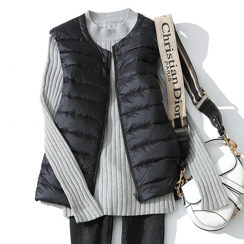 Women Sleeveless Zipper Down Jackets Autumn Winter Liner Keep Warm Ultralight Quilted White Duck Down Female Coat