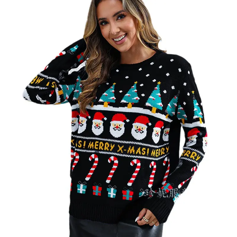 Foreign trade Amazon winter niche design sweater women European and American Christmas tree sweater with thick sweater