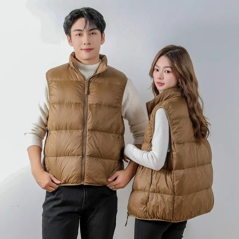 Tank Top Winter Jacket Thickened Sleeveless Solid Color Warm Down Windproof Couple Style Men's and Women's Down Jacket Vest