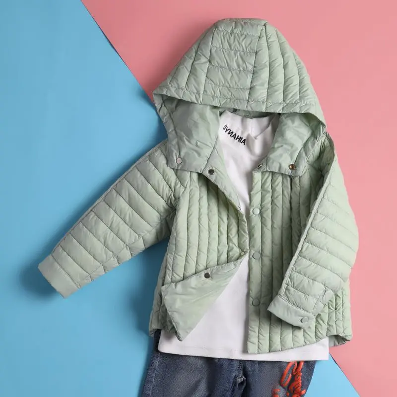 Solid Hooded Padded Cotton Short Coat Fashion Kid Puffer Jackets Chic Pocket Loose Outerwear Casual Zip Up Korean Winter Coats