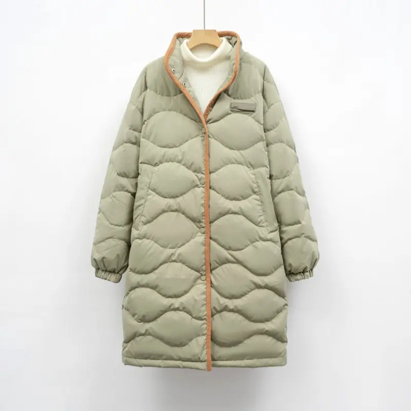 Long Jacket for Women Winter Down Padded Jacket Fashion Loose Casual Parkas Ladies Argyle Warm Coats Women's Down Jacket