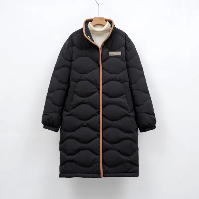 Long Jacket for Women Winter Down Padded Jacket Fashion Loose Casual Parkas Ladies Argyle Warm Coats Women's Down Jacket