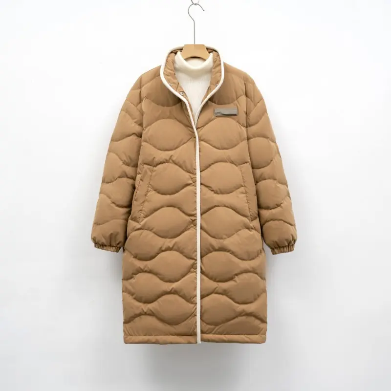 Long Jacket for Women Winter Down Padded Jacket Fashion Loose Casual Parkas Ladies Argyle Warm Coats Women's Down Jacket