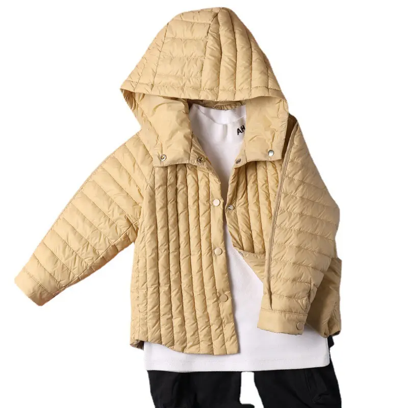 Solid Hooded Padded Cotton Short Coat Fashion Kid Puffer Jackets Chic Pocket Loose Outerwear Casual Zip Up Korean Winter Coats