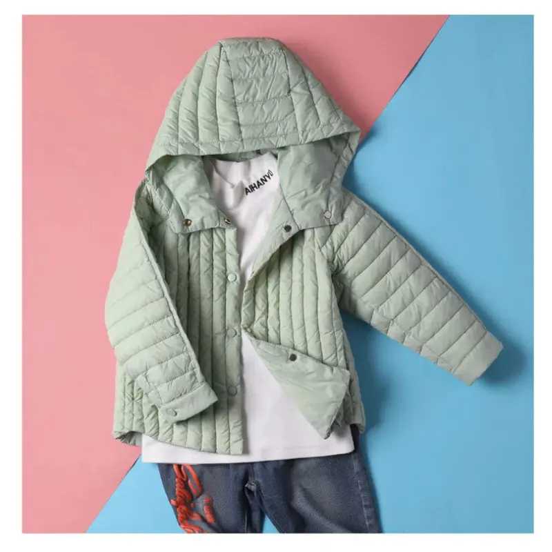 Solid Hooded Padded Cotton Short Coat Fashion Kid Puffer Jackets Chic Pocket Loose Outerwear Casual Zip Up Korean Winter Coats