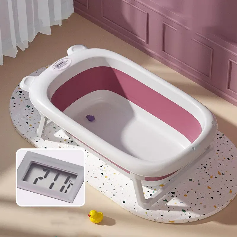 Real Time Temperature Display of Neonatal Baby Bathtub Bathtub Bucket Anti Slip Foldable Bathtub Silicone Children's Bathtub