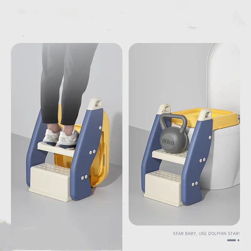 Two-in-one Auxiliary Toilet Ladder Children's Toilet Seat Footstool Infant Baby Ladder Folding Toilet Auxiliary Toilet Seat