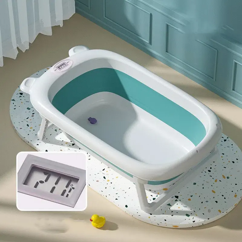 Real Time Temperature Display of Neonatal Baby Bathtub Bathtub Bucket Anti Slip Foldable Bathtub Silicone Children's Bathtub