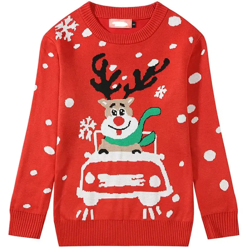 Women Christmas Elk Sweaters Knitted New Year Autumn Winter Loose Lady Casual O-neck Long Sleeve Pullover Clothing