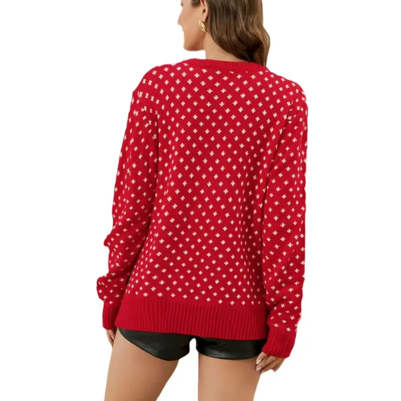 Christmas Women Knitted Sweater Autumer Winter Pullover Tops Loose Korean Fashion Long Sleeve Sweaters Casual Xmas Jumpers