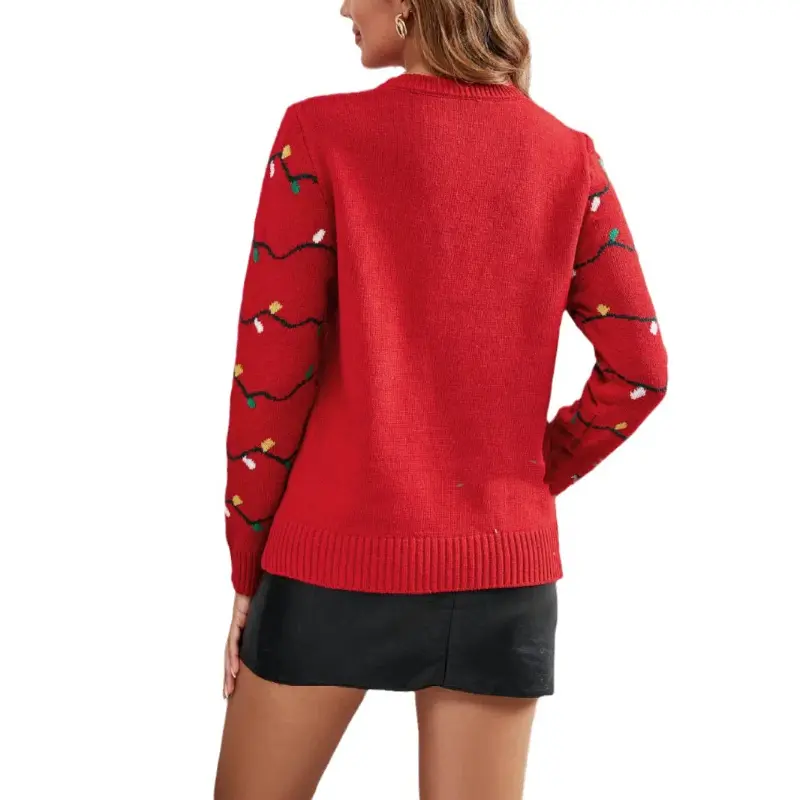 Women Christmas Sweater Knitted New Year Elegant Autumn Winter O-neck Lady Casual Long Sleeve Pullover Clothing