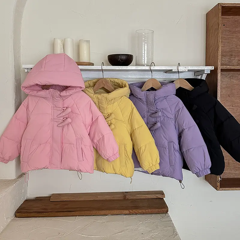Childrens Korean Down Jacket Bread Jacket Autumn and Winter Hooded Jacket White Duck Down Jackets Male and Female Children
