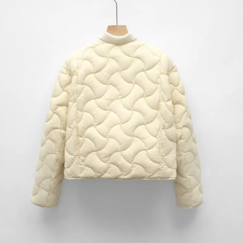 New Women's Winter Warm Collarless Women's Lined Down Jacket Fashion Ultra Light Quilted Down Coat Office Lady