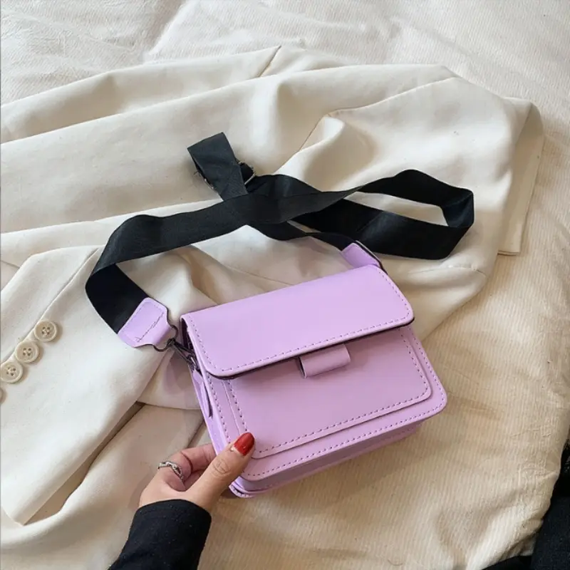 Shoulder Bag Ins Versatile Wide Shoulder Strap Small Square Bag Retro Pu Leather Crossbody Bag Women'S Bag Fall Winter