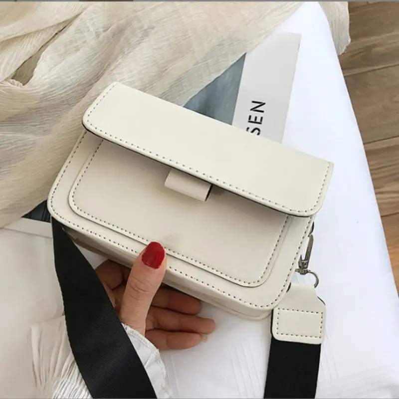 Shoulder Bag Ins Versatile Wide Shoulder Strap Small Square Bag Retro Pu Leather Crossbody Bag Women'S Bag Fall Winter